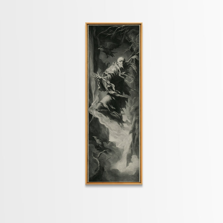 The Tattered Wraith, Gothic Nightmare Art, Tall Narrow Wall Art, Dark Halloween Decor, Framed Canvas Print, Halloween Wall Art