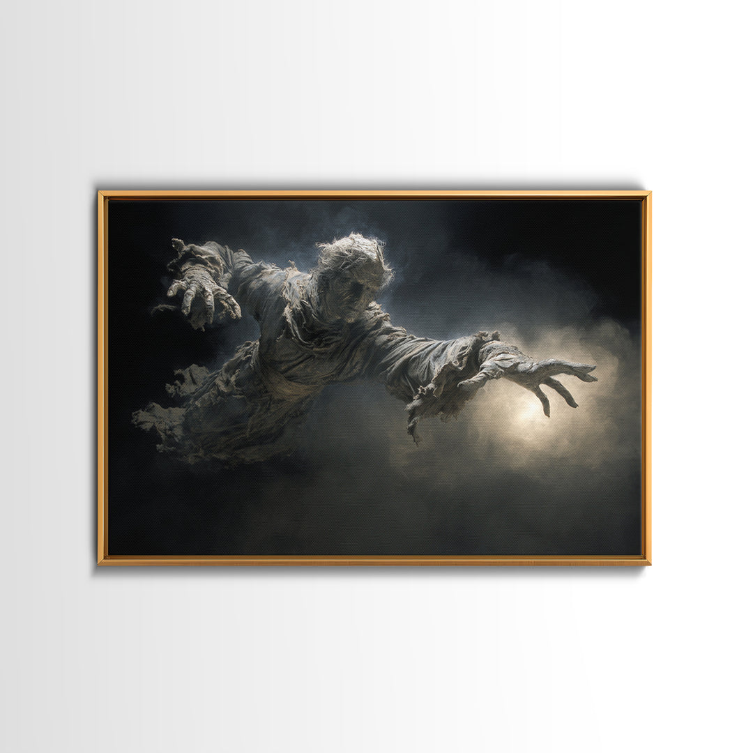 The Tattered Wraith, Visionary Gothic Art, Landscape Wall Art, Dark Halloween Decor, Framed Canvas Print, Halloween Wall Art