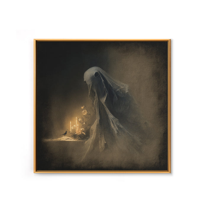 The Tattered Wraith, Symbolist Dream Art, Square Wall Art, Dark Halloween Decor, Framed Canvas Print, Halloween Wall Art