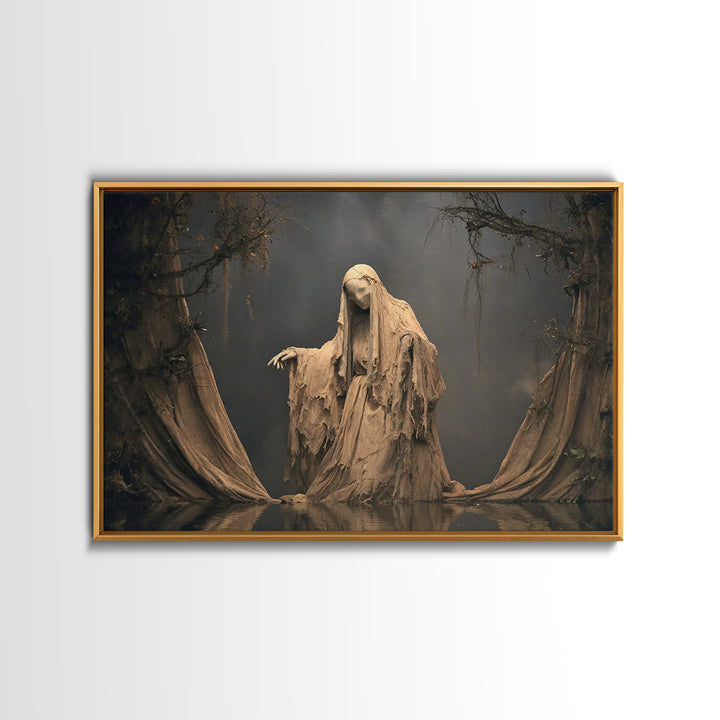 The Tattered Wraith, Symbolist Gothic Landscape, Landscape Wall Art, Dark Halloween Decor, Canvas Print, Halloween Wall Art