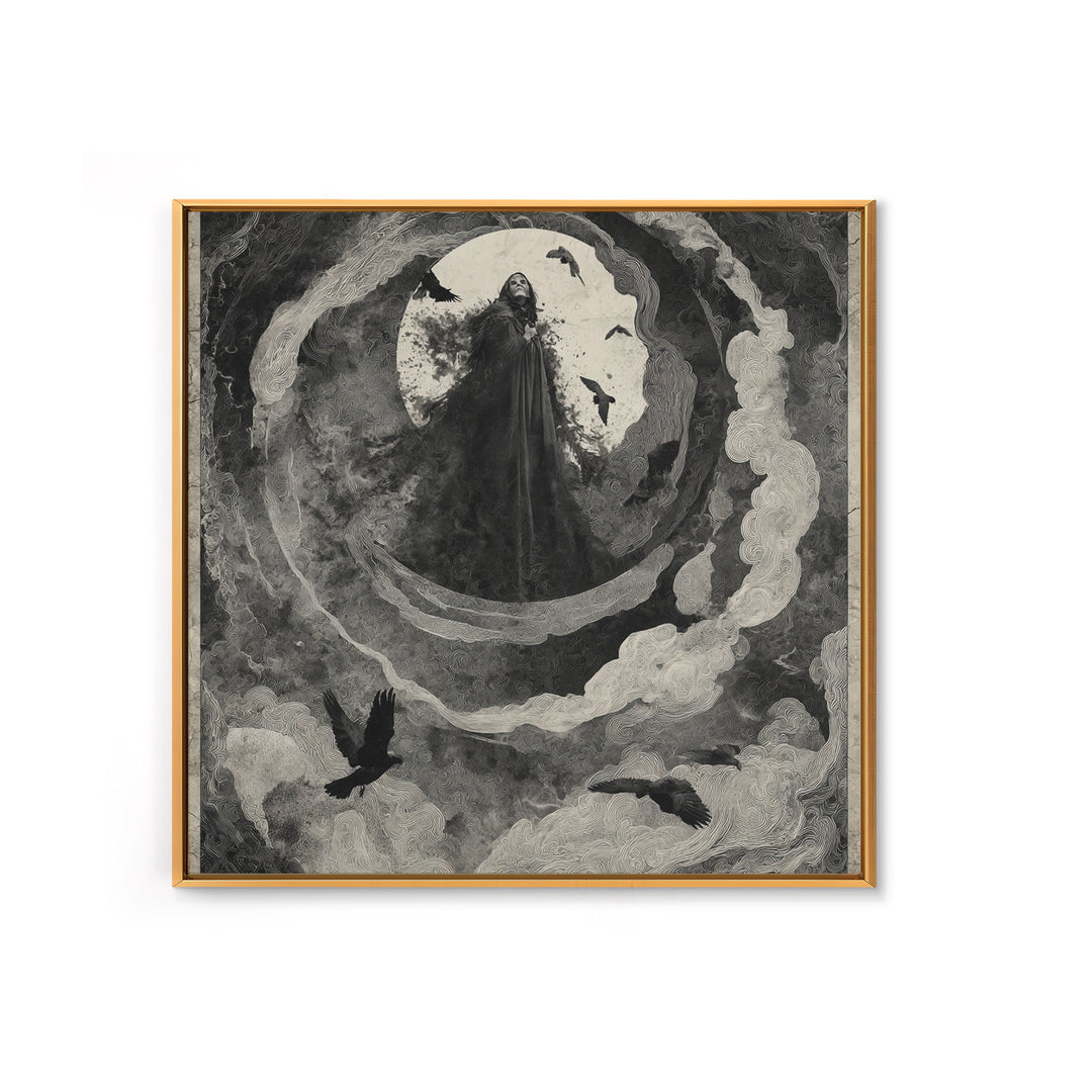The Tattered Wraith, Dark Symbolist Art, Square Wall Art, Gothic Horror Wall Art, Framed Canvas Print, Halloween Wall Art