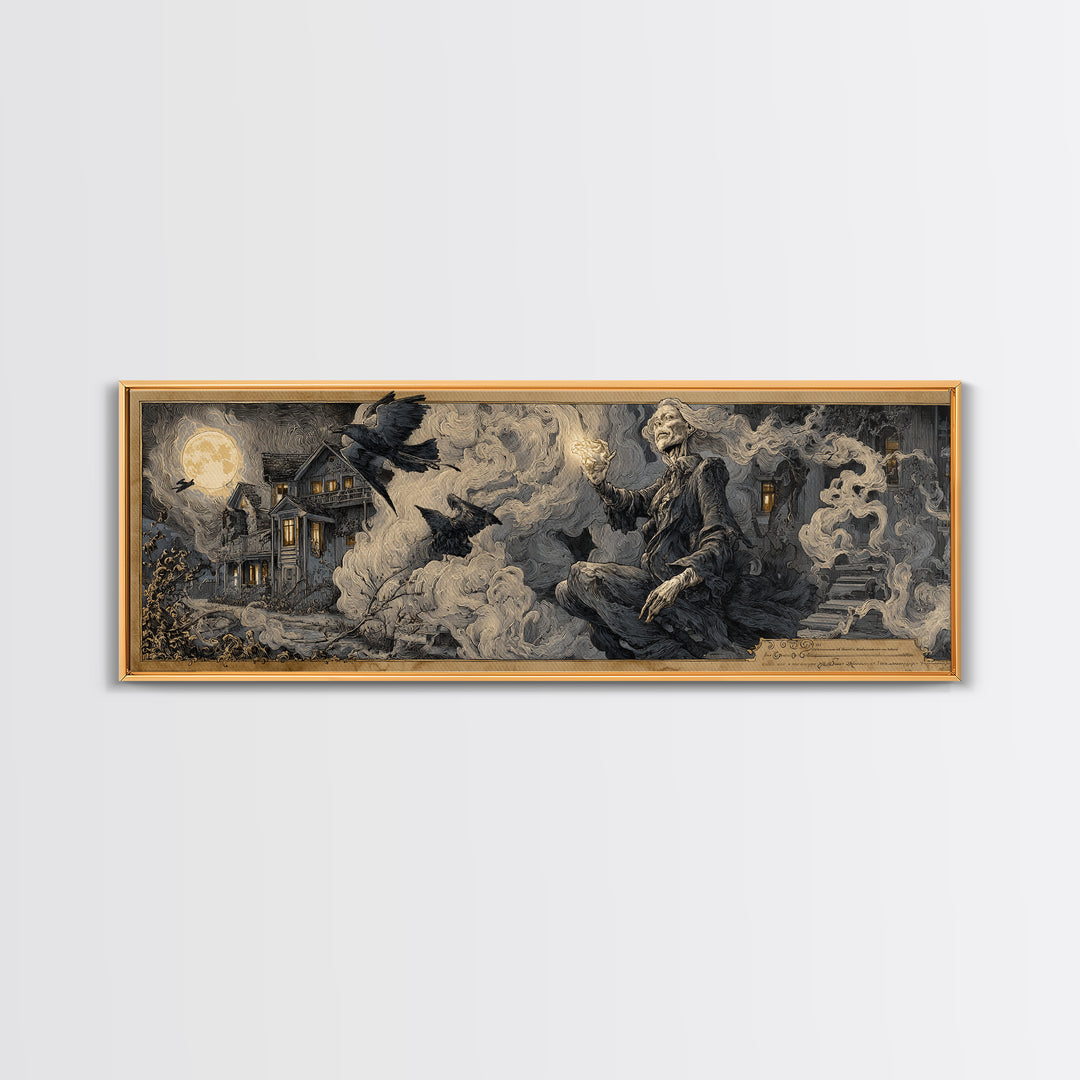 The Tattered Wraith, Victorian Macabre Art, Extra Wide Wall Art, Dark Fantasy Wall Art, Canvas Print, Halloween Wall Art