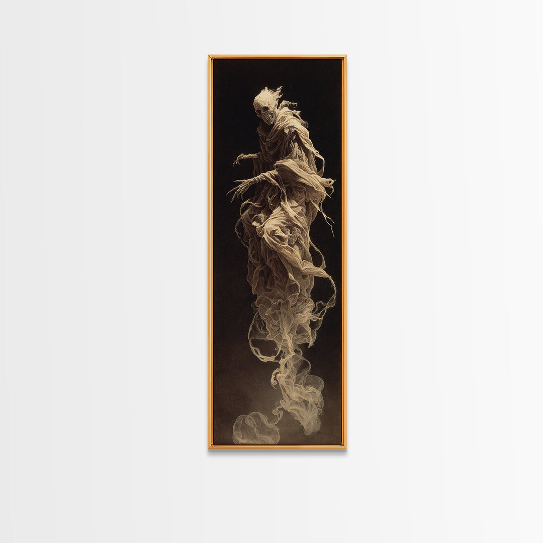 The Tattered Wraith, Surreal Apocalyptic Art, Tall Narrow Wall Art, Gothic Horror Wall Art, Framed Canvas Print, Halloween Wall Art