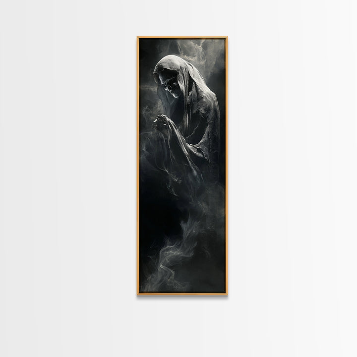 The Tattered Wraith, Biomechanical Horror Art, Tall Narrow Wall Art, Gothic Horror Wall Art, Framed Canvas Print, Halloween Wall Art