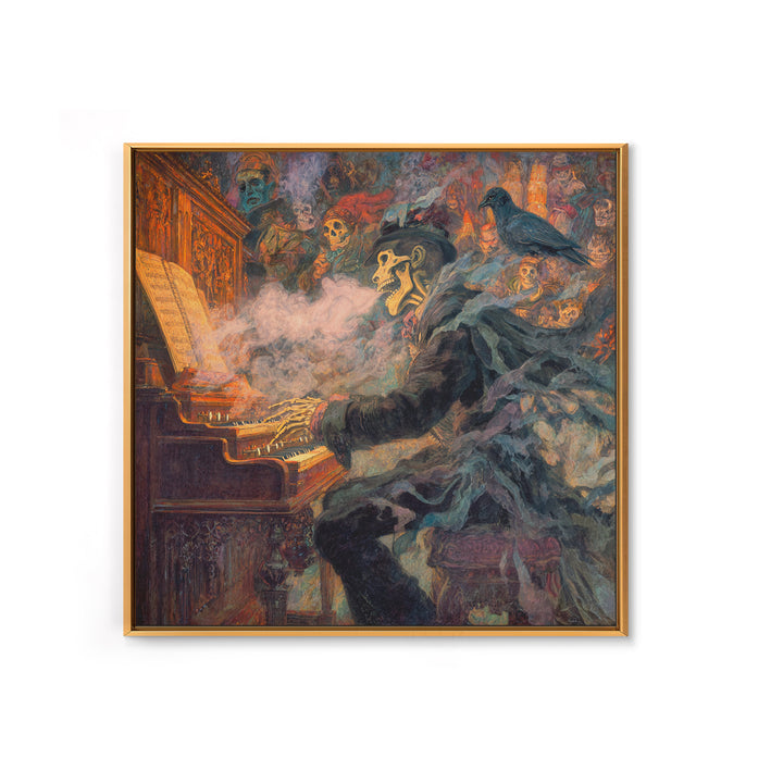 The Phantom Organist, Grotesque Carnival Art, Square Wall Art, Gothic Horror Wall Art, Framed Canvas Print, Halloween Wall Art