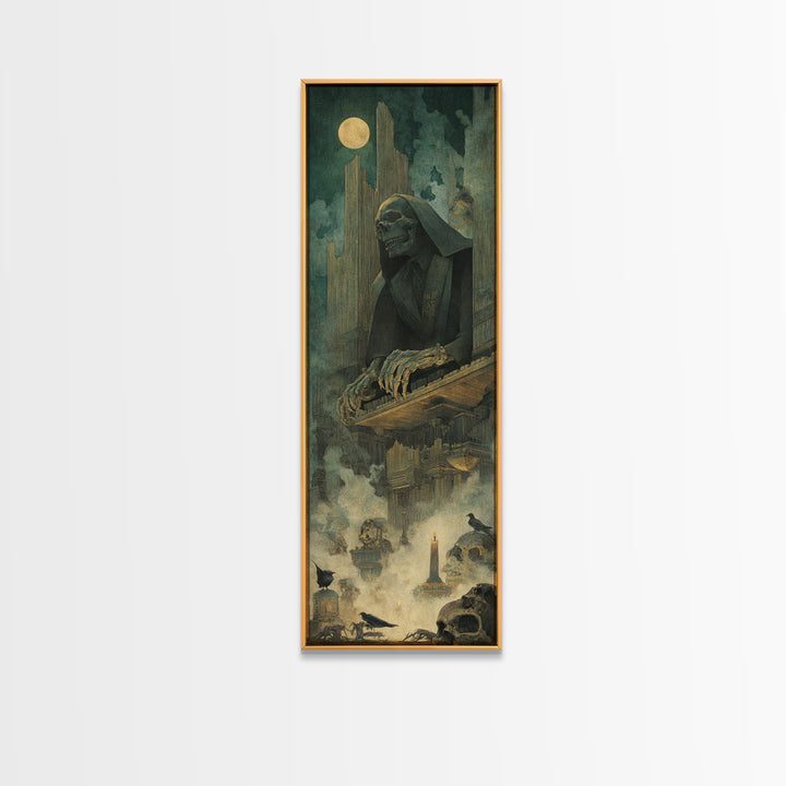The Phantom Organist, Surreal Apocalyptic Art, Tall Narrow Wall Art, Gothic Horror Wall Art, Canvas Print, Halloween Wall Art