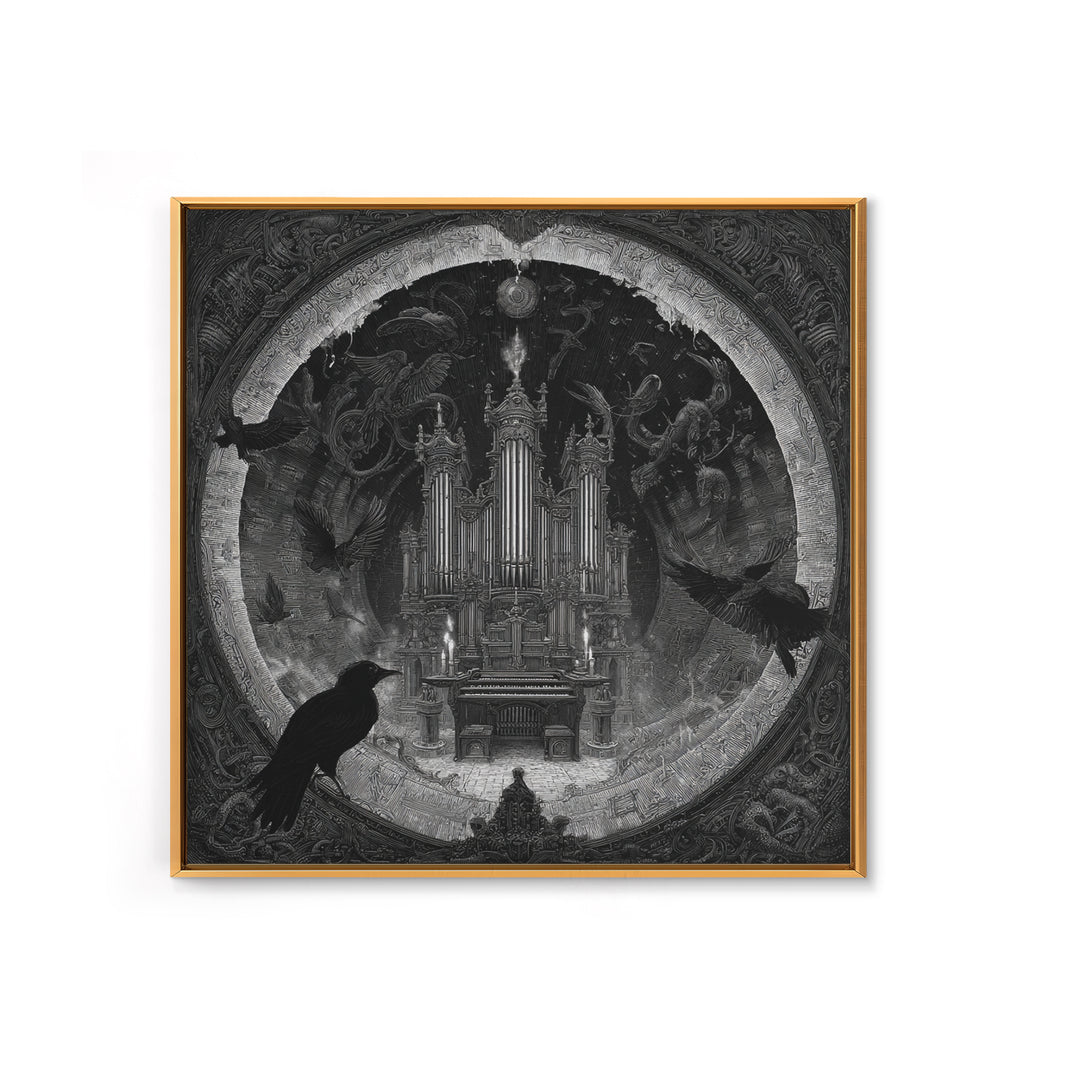 The Phantom Organist, Biomechanical Horror Art, Square Wall Art, Macabre Wall Art, Canvas Print, Halloween Wall Art, Gothic Home Decor
