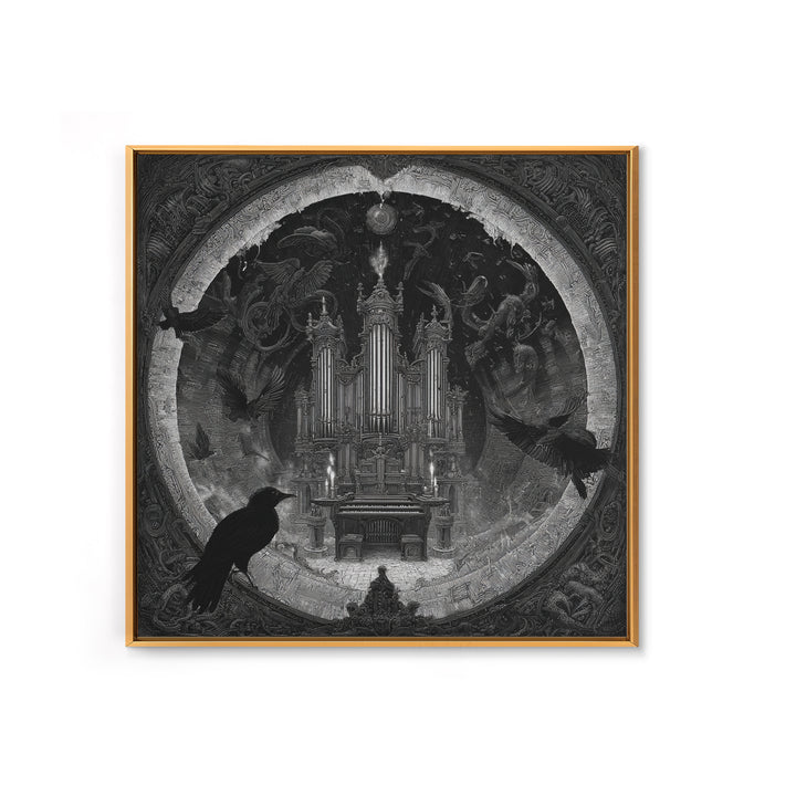 The Phantom Organist, Biomechanical Horror Art, Square Wall Art, Macabre Wall Art, Canvas Print, Halloween Wall Art, Gothic Home Decor
