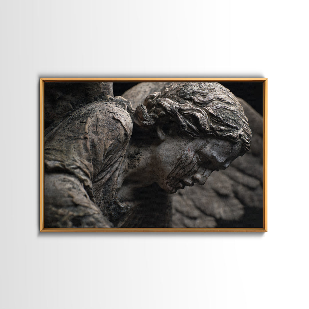 The Weeping Cemetery Angel, Dark Renaissance Art, Landscape Wall Art, Gothic Horror Wall Art, Canvas Print, Halloween Wall Art