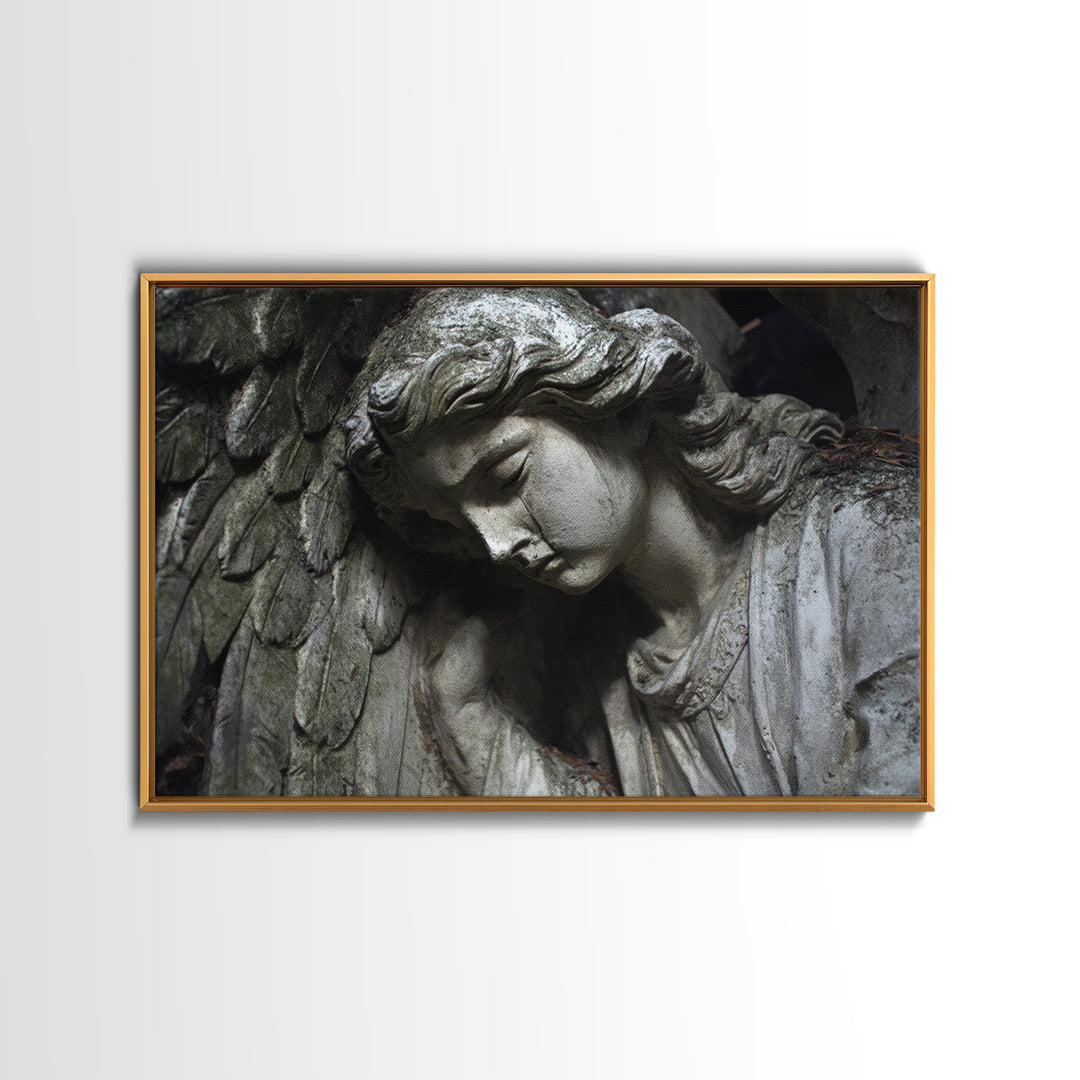 The Weeping Cemetery Angel, Gothic Nightmare Art, Landscape Wall Art, Dark Halloween Decor, Canvas Print, Halloween Wall Art