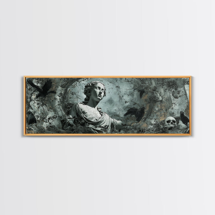 The Weeping Cemetery Angel, Decadent Gothic Art, Extra Wide Wall Art, Macabre Wall Art, Canvas Print, Halloween Wall Art