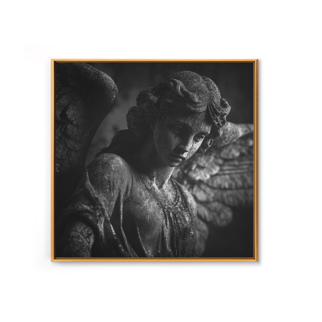 The Weeping Cemetery Angel, Biomechanical Horror Art, Square Wall Art, Gothic Horror Wall Art, Canvas Print, Halloween Wall Art