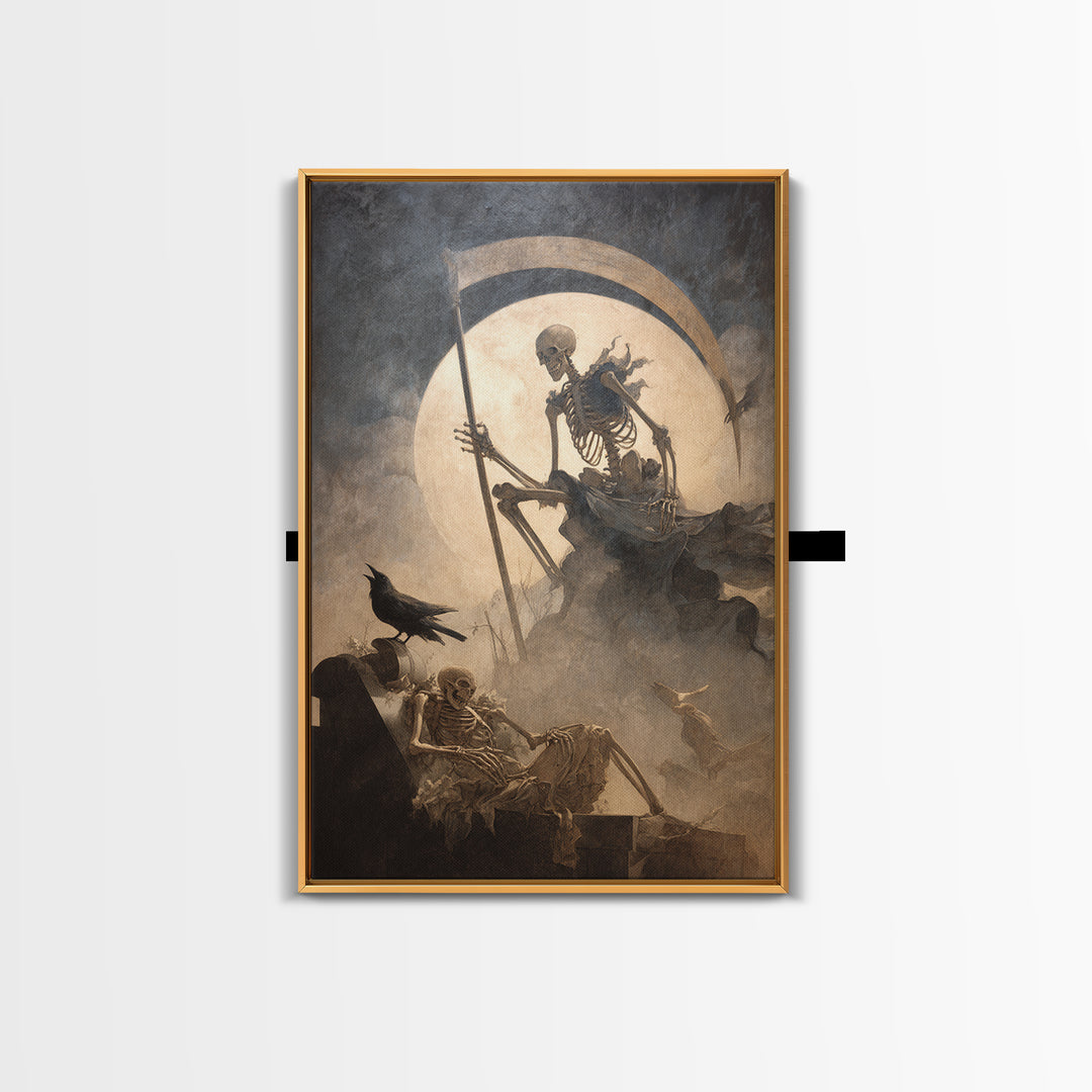 The Fog-Bound Reaper, Gothic Nightmare Art, Vertical Wall Art, Macabre Wall Art, Canvas Print, Halloween Wall Art, Statement Wall Art