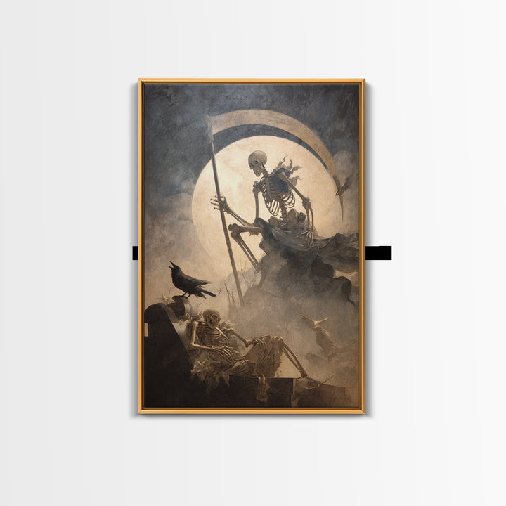 The Fog-Bound Reaper, Gothic Nightmare Art, Vertical Wall Art, Macabre Wall Art, Canvas Print, Halloween Wall Art, Statement Wall Art