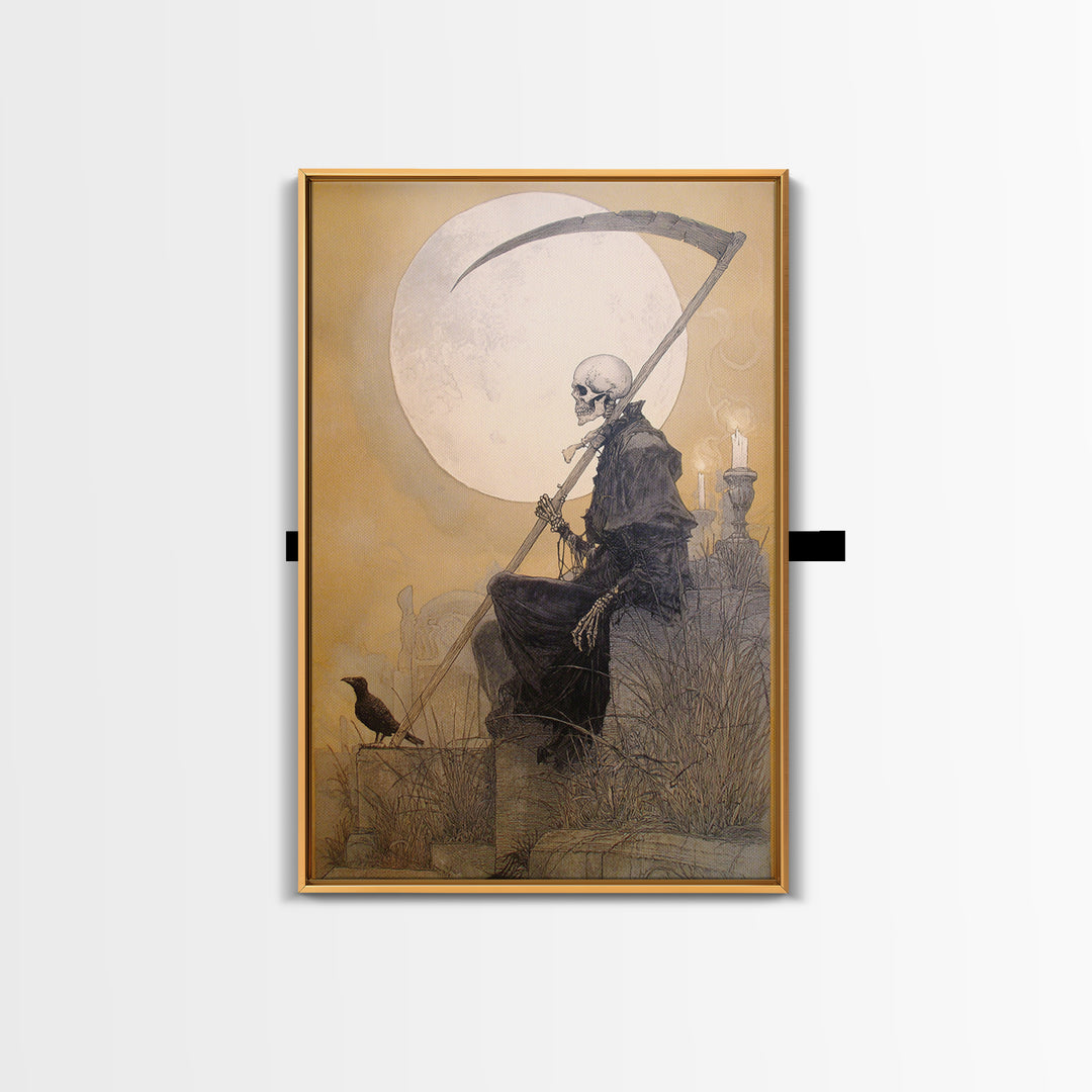 The Fog-Bound Reaper, Decadent Gothic Art, Vertical Wall Art, Dark Fantasy Wall Art, Canvas Print, Halloween Wall Art