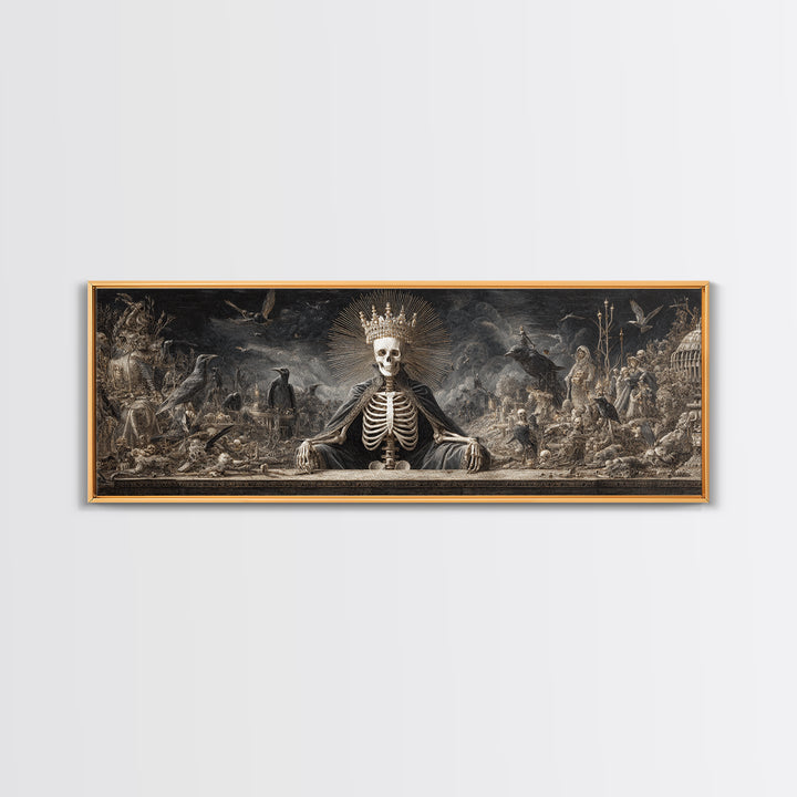 The Bone Queen, Medieval Grotesque Art, Extra Wide Wall Art, Dark Fantasy Wall Art, Framed Canvas Print, Halloween Wall Art
