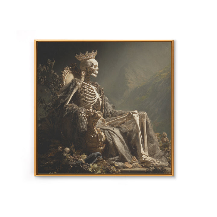 The Bone Queen, Baroque Witchcraft Art, Square Wall Art, Macabre Wall Art, Framed Canvas Print, Halloween Wall Art, Halloween Decor