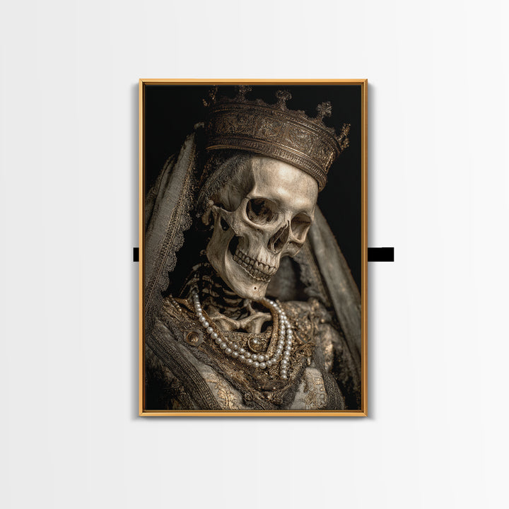 The Bone Queen, Dark Romantic Horror Art, Vertical Wall Art, Dark Fantasy Wall Art, Framed Canvas Print, Halloween Wall Art