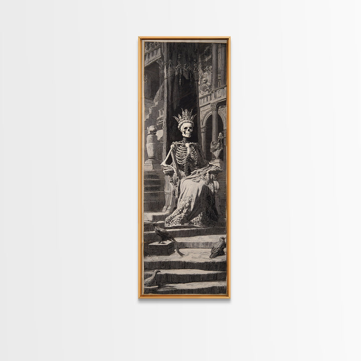 The Bone Queen, Architectural Etching Art, Tall Narrow Wall Art, Gothic Horror Wall Art, Canvas Print, Halloween Wall Art