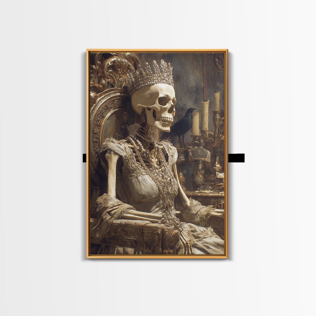 The Bone Queen, Ornate Symbolist Art, Vertical Wall Art, Dark Fantasy Wall Art, Canvas Print, Halloween Wall Art, Horror Wall Art