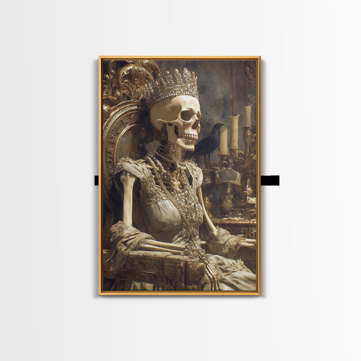 The Bone Queen, Ornate Symbolist Art, Vertical Wall Art, Dark Fantasy Wall Art, Canvas Print, Halloween Wall Art, Horror Wall Art