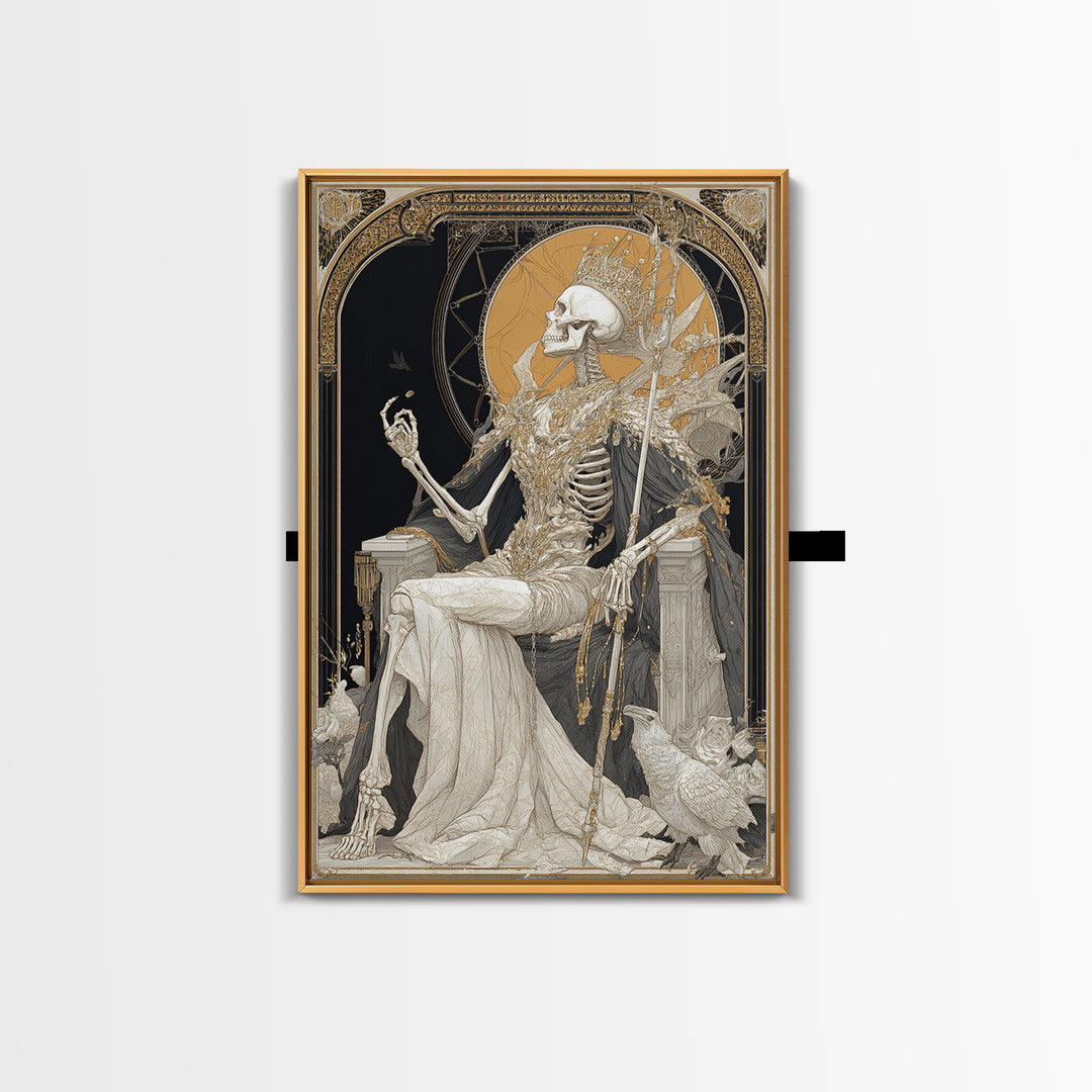 The Bone Queen, Symbolist Death Art, Vertical Wall Art, Macabre Wall Art, Canvas Print, Halloween Wall Art, Gothic Home Decor