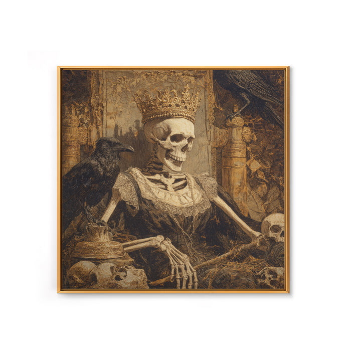 The Bone Queen, Symbolist Etching Art, Square Wall Art, Dark Fantasy Wall Art, Canvas Print, Halloween Wall Art, Horror Wall Art