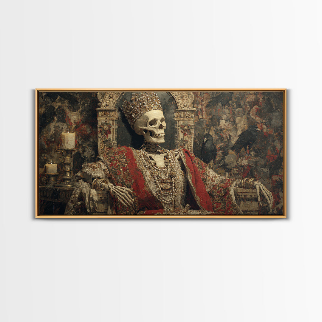 The Bone Queen, Grotesque Carnival Art, Wide Panoramic Art, Gothic Horror Wall Art, Framed Canvas Print, Halloween Wall Art