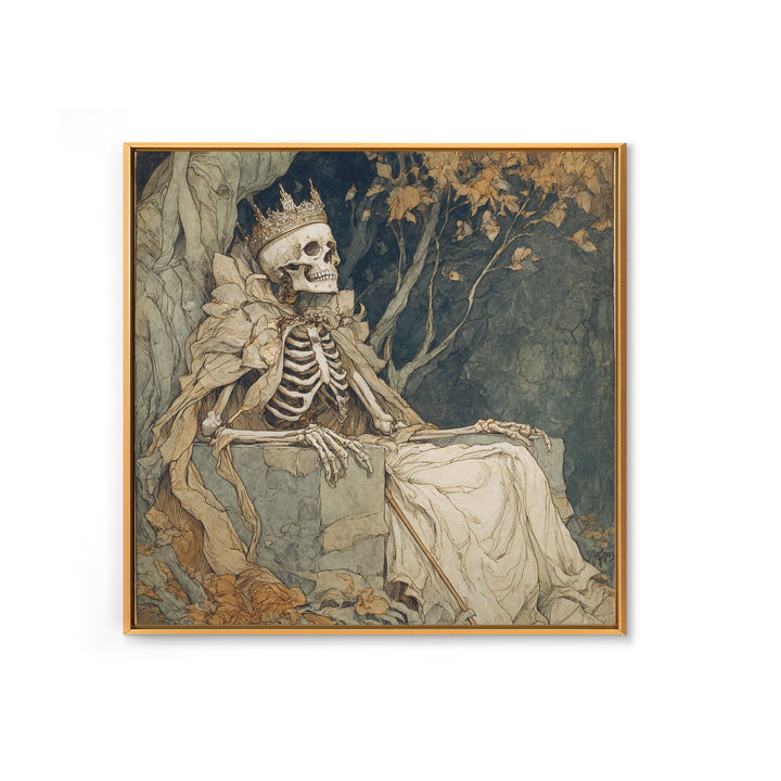 The Bone Queen, Gothic Storybook Art, Square Wall Art, Gothic Horror Wall Art, Canvas Print, Halloween Wall Art, Gothic Home Decor