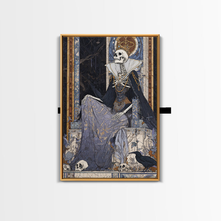 The Bone Queen, Stained Glass Gothic Art, Vertical Wall Art, Macabre Wall Art, Canvas Print, Halloween Wall Art, Statement Wall Art