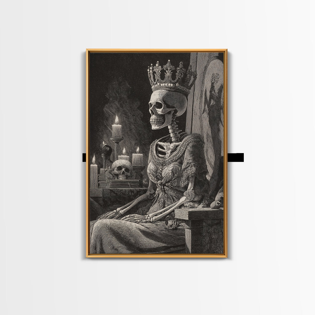 The Bone Queen, Victorian Macabre Art, Vertical Wall Art, Macabre Wall Art, Framed Canvas Print, Halloween Wall Art