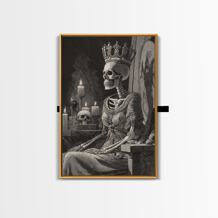 The Bone Queen, Victorian Macabre Art, Vertical Wall Art, Macabre Wall Art, Framed Canvas Print, Halloween Wall Art