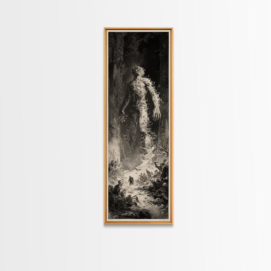 The Candlewax Man, Gothic Engraving Art, Tall Narrow Wall Art, Gothic Horror Wall Art, Framed Canvas Print, Halloween Wall Art