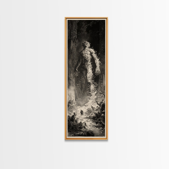 The Candlewax Man, Gothic Engraving Art, Tall Narrow Wall Art, Gothic Horror Wall Art, Framed Canvas Print, Halloween Wall Art