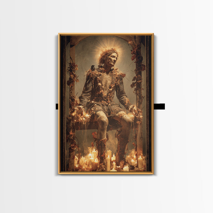 The Candlewax Man, Dark Renaissance Art, Vertical Wall Art, Dark Fantasy Wall Art, Canvas Print, Halloween Wall Art