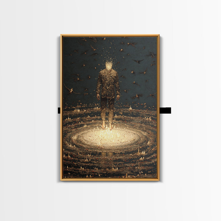 The Candlewax Man, Dark Romantic Horror Art, Vertical Wall Art, Macabre Wall Art, Framed Canvas Print, Halloween Wall Art