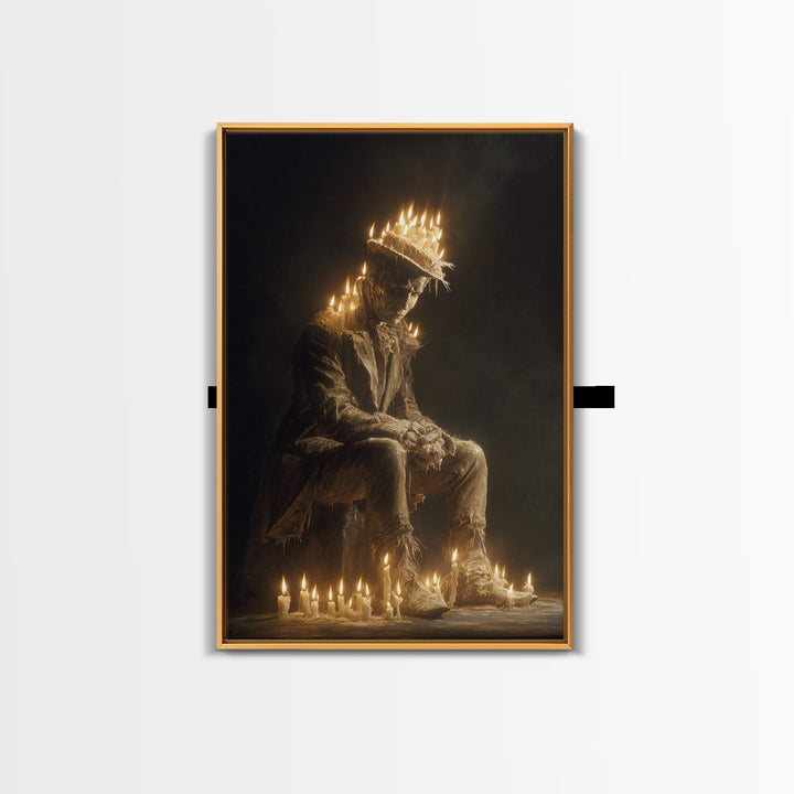 The Candlewax Man, Gothic Nightmare Art, Vertical Wall Art, Dark Halloween Decor, Framed Canvas Print, Halloween Wall Art