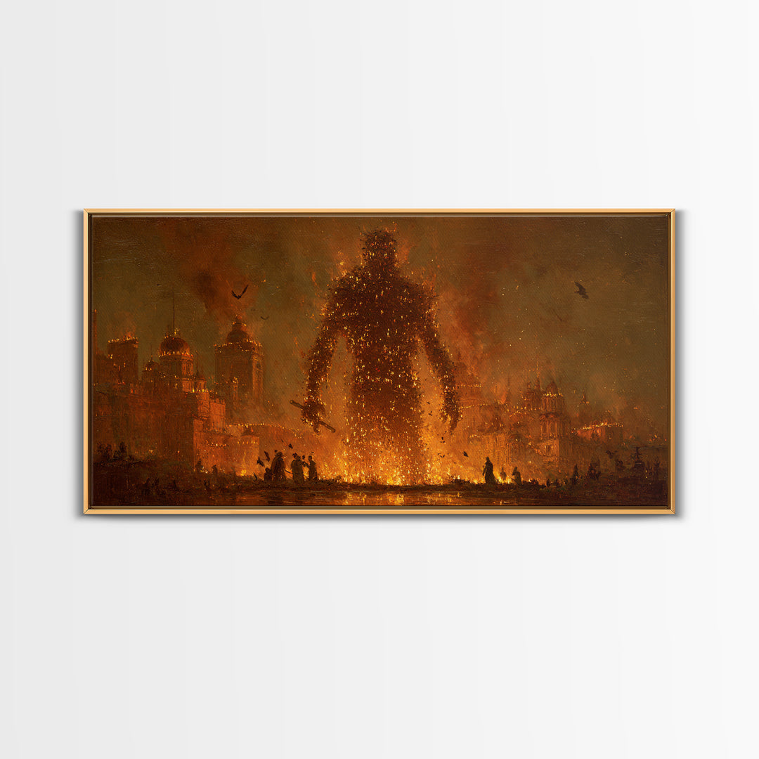 The Candlewax Man, Apocalyptic Romantic Art, Wide Panoramic Art, Dark Fantasy Wall Art, Framed Canvas Print, Halloween Wall Art