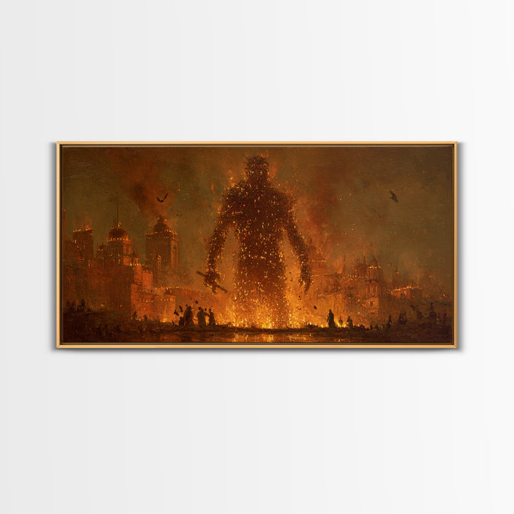 The Candlewax Man, Apocalyptic Romantic Art, Wide Panoramic Art, Dark Fantasy Wall Art, Framed Canvas Print, Halloween Wall Art