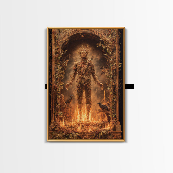The Candlewax Man, Ornate Symbolist Art, Vertical Wall Art, Dark Halloween Decor, Framed Canvas Print, Halloween Wall Art