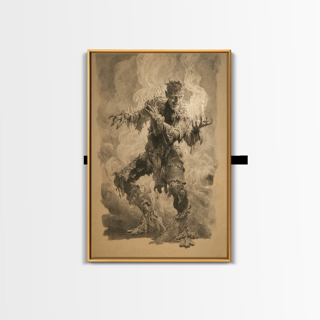 The Candlewax Man, Decadent Gothic Art, Vertical Wall Art, Dark Fantasy Wall Art, Framed Canvas Print, Halloween Wall Art