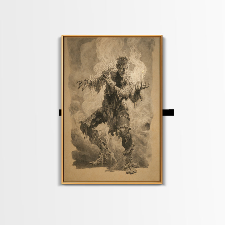 The Candlewax Man, Decadent Gothic Art, Vertical Wall Art, Dark Fantasy Wall Art, Framed Canvas Print, Halloween Wall Art