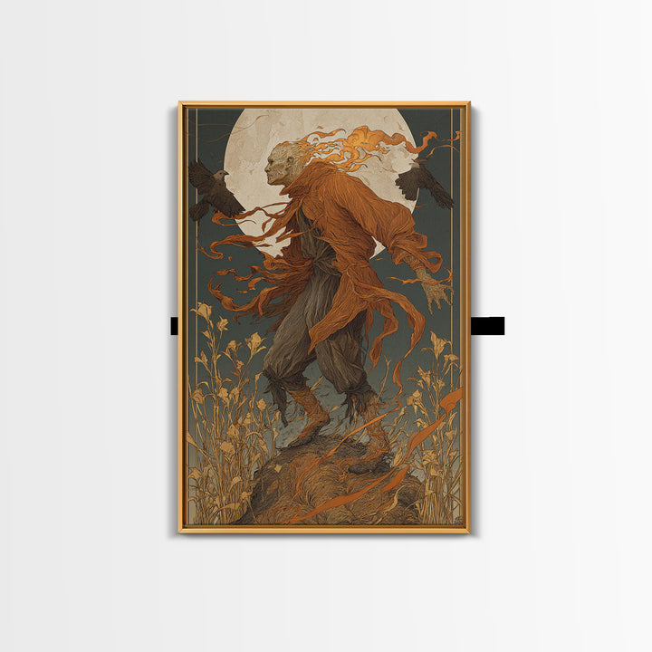 The Candlewax Man, Symbolist Death Art, Vertical Wall Art, Macabre Wall Art, Framed Canvas Print, Halloween Wall Art