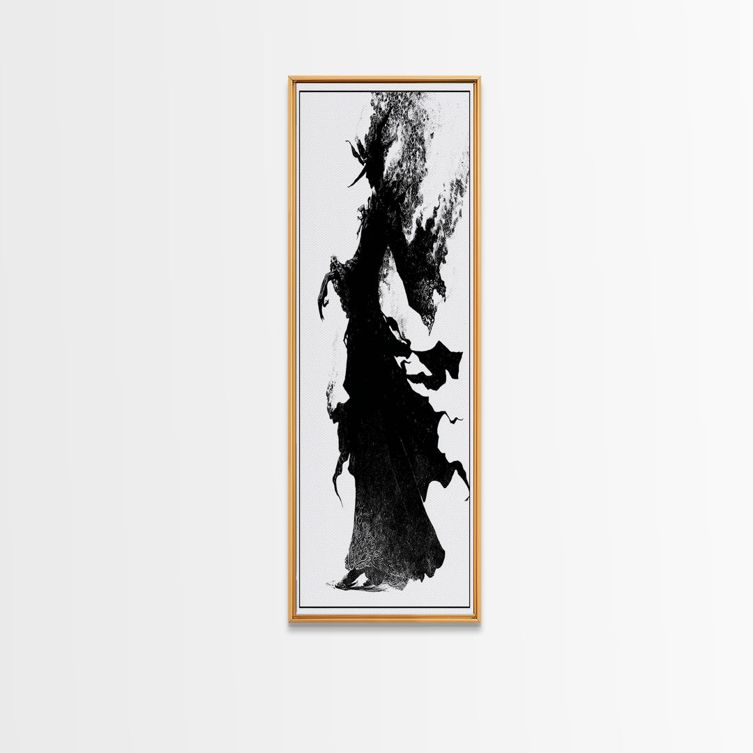 The Candlewax Man, Decadent Line Art, Vertical Wall Art, Dark Fantasy Wall Art, Framed Canvas Print, Halloween Wall Art