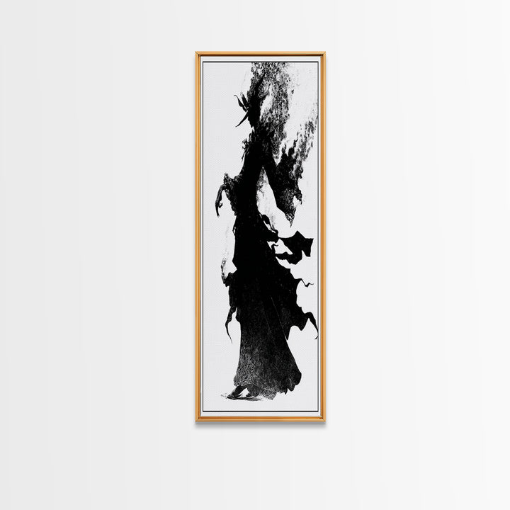 The Candlewax Man, Decadent Line Art, Vertical Wall Art, Dark Fantasy Wall Art, Framed Canvas Print, Halloween Wall Art