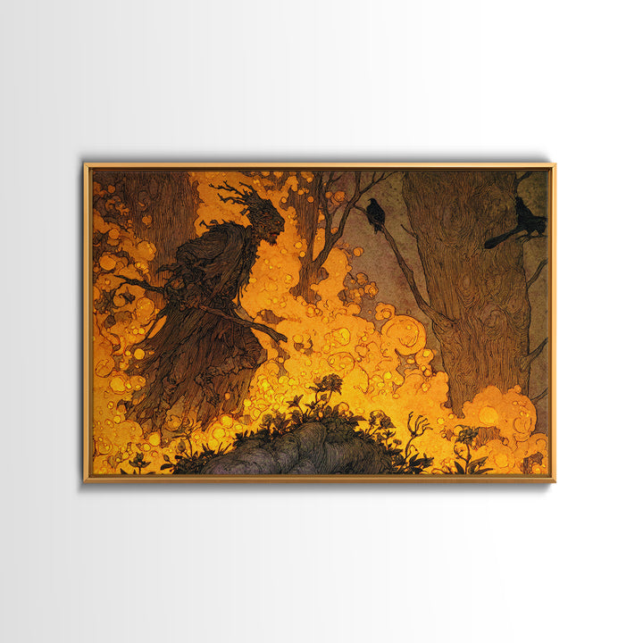 The Candlewax Man, Gothic Storybook Art, Landscape Wall Art, Dark Fantasy Wall Art, Framed Canvas Print, Halloween Wall Art