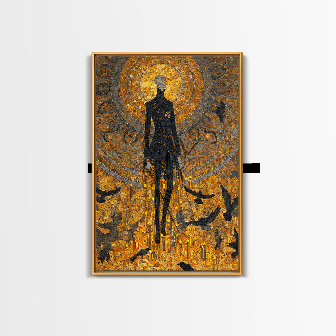 The Candlewax Man, Stained Glass Gothic Art, Vertical Wall Art, Gothic Horror Wall Art, Canvas Print, Halloween Wall Art, Halloween Decor
