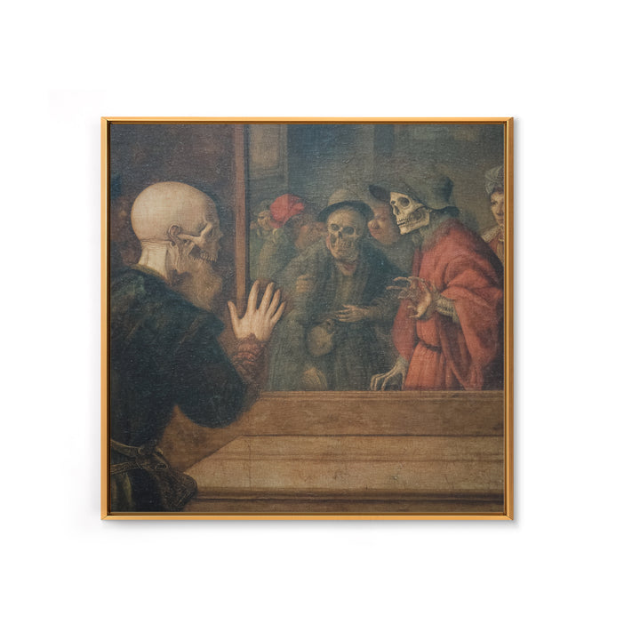 The Mirror Spirit, Danse Macabre Art, Square Wall Art, Dark Halloween Decor, Framed Canvas Print, Halloween Wall Art