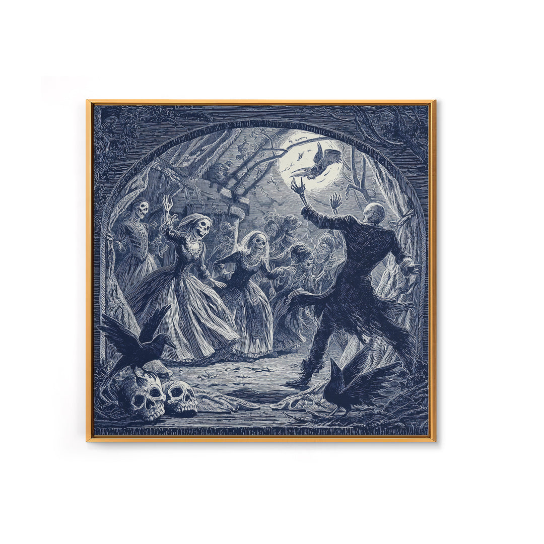The Mirror Spirit, Macabre Folk Print Art, Square Wall Art, Dark Halloween Decor, Canvas Print, Halloween Wall Art