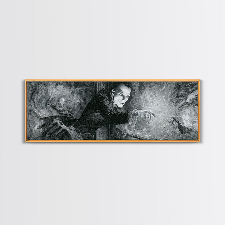 The Mirror Spirit, Victorian Macabre Art, Extra Wide Wall Art, Macabre Wall Art, Framed Canvas Print, Halloween Wall Art